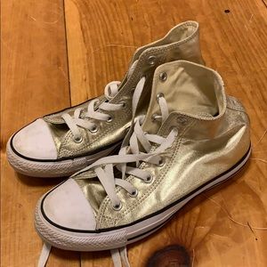 Gold converse high tops